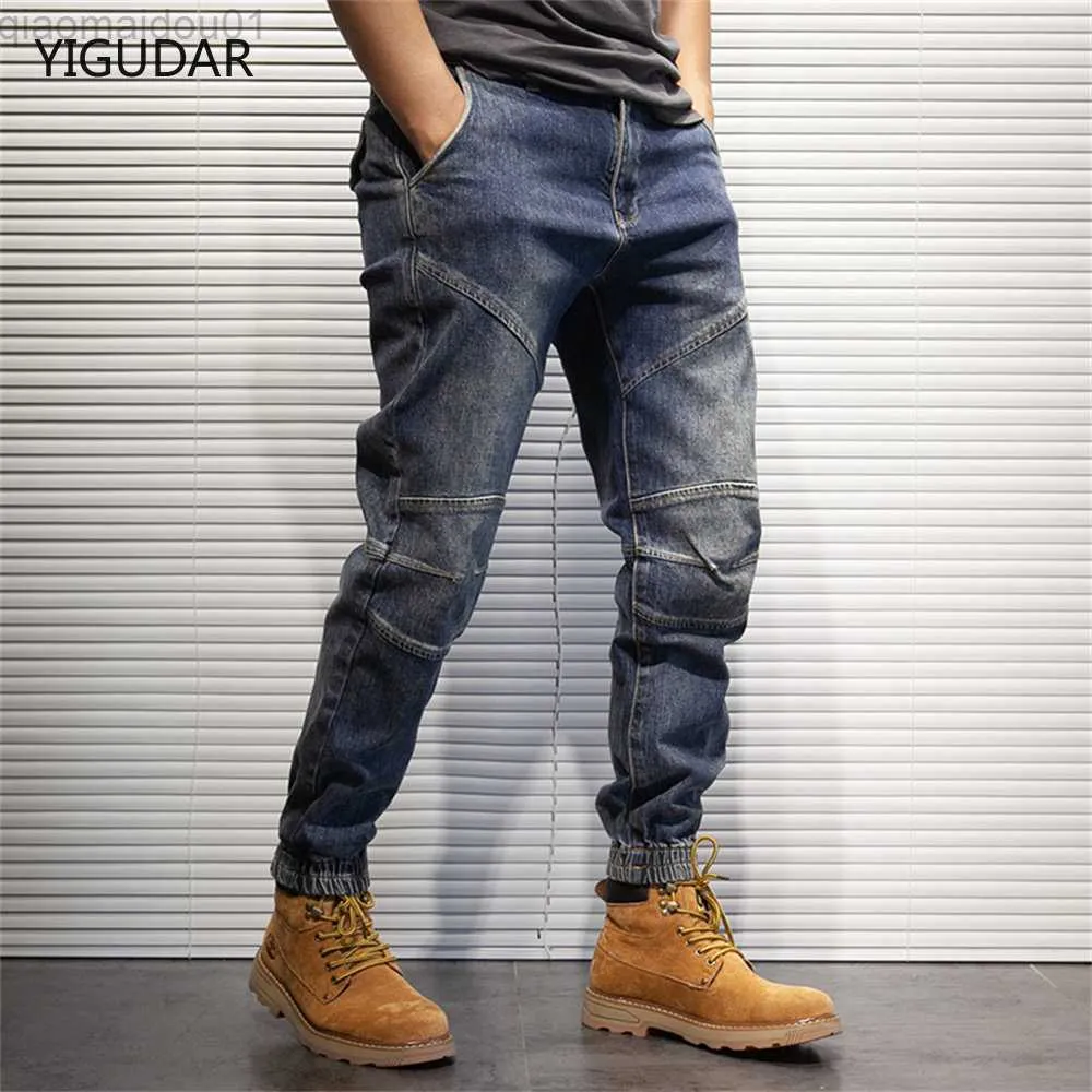 Jeans da uomo 2022 New Hip Hop Harem Jeans Pantaloni da uomo Pantaloni larghi Denim Pantaloni sportivi casual Corea Pantaloni alla caviglia Streetwear Abiti maschili L230724