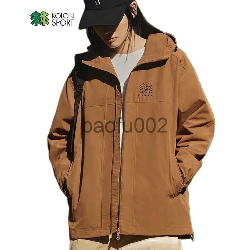 Chaquetas para hombres KOLON SPORT Chaqueta Stormtrooper con capucha para exteriores Hombres y mujeres Primavera y otoño Montañismo a prueba de viento Trabajo para acampar Hombres J230724