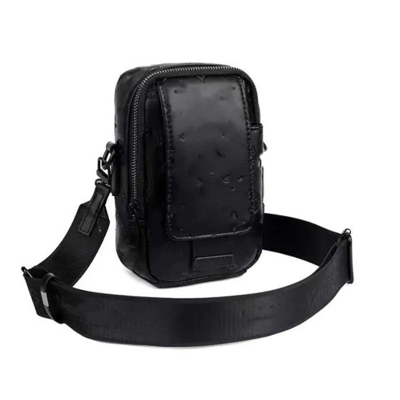 luxury designer Bags Black embossing 2023 new classic leather men's shoulder bag crossbody bag high quality fashion mobile phone bag
