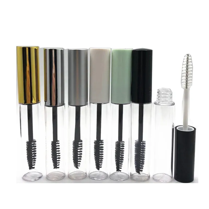 10 ml leeres Mascara-Flaschen-Behälterrohr mit Wimpernstab-Bürste, rund, klar, leert Mascara-Verpackungsflaschen