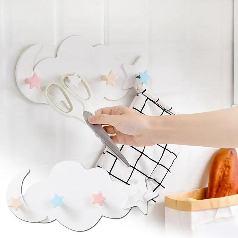 Hooks Cartoon Cloud Hook Seamless Nail Cute Wall Hanging Door Rear Coat Creative Sticky