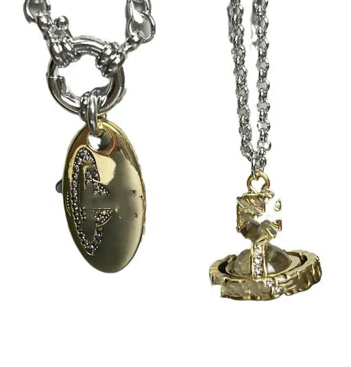 Oude Gouden Ronde Letter Driedimensionale Saturnus Ketting Licht Luxe Hoog Gevoel Temperamentele Minderheid Sleutelbeen Ketting Groothandel