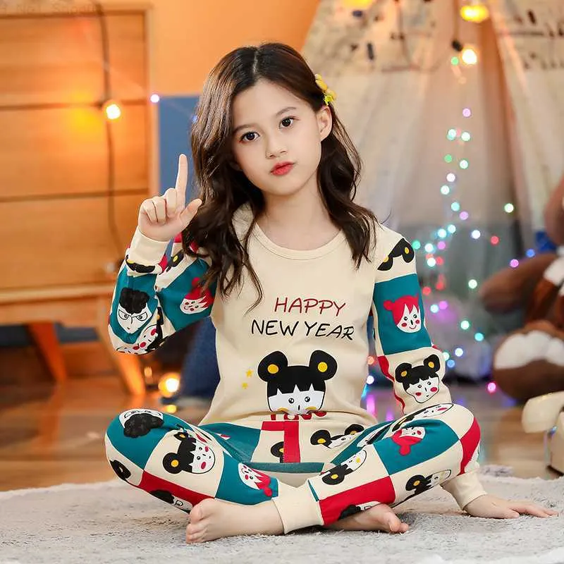 Pullover 100 ٪ Cotton Cotton Teenage Girls 'Clothing Children's Christmas Pajamas Pajamas مجموعة Pajamas Cartoon Winter Winter Pajamas Z230724