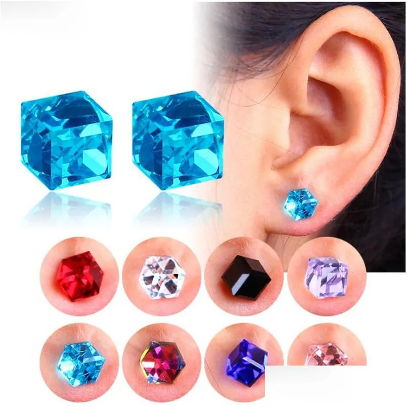 Stud Fashion Korean Earring Healare Magnet Crystal Strong Magnetic Non Pierced Earrings For Women Men Drop Delivery Jewelry