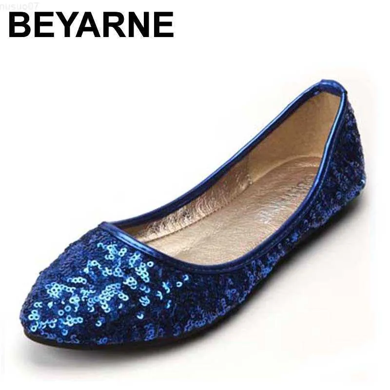 Scarpe eleganti BEYARNE Celebrity Style Classic Womens Gliiter Paillettes Flats Ladies Ballerina Flat Shoes BEYARNE New Free Shipping L230724