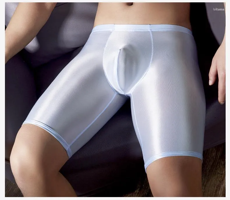 Underbyxor mäns shorts hög elasticitet perspektiv homofile sexig tät montering boxare förföriska trosor underkläder manlig bekväm