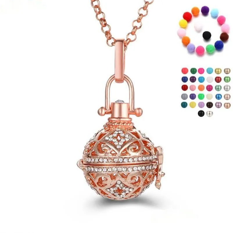 Médaillons Ouvrables Mexique Carillon Musique Angel Ball Caller Médaillon Pendentif Colliers Vintage Grossesse Collier Aromathérapie Huile Essentielle Diffuse