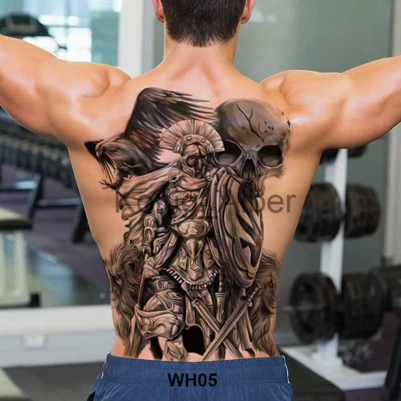 Tatuagens temporárias nas costas tatuagem temporária de grande animal asas de águia crânio coruja tatuagem de dragão falso preto tamanho grande adesivo de tatuagem sexy à prova d'água x0724