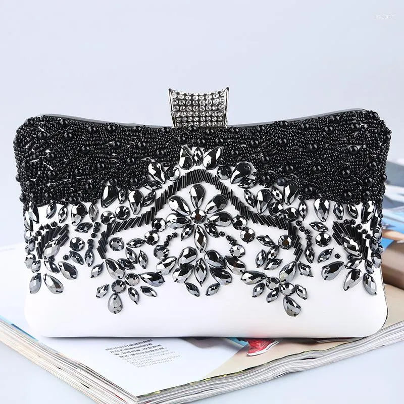 Sacs de soirée diamant perlé pochette pour femmes noir blanc sac à main chaîne épaule mariage fête sac à main dames embrayages