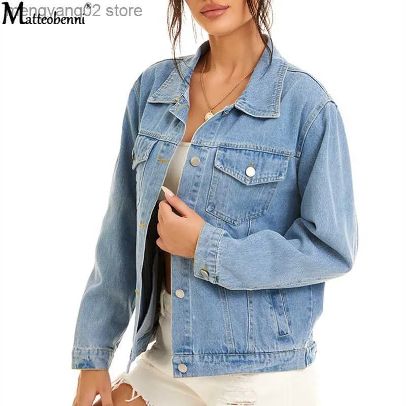 Jaquetas femininas outono jaqueta jeans feminina moda casual 2020 jaquetas jeans senhora vintage solto lavado desgastado manga comprida inverno jeans casacos t230724