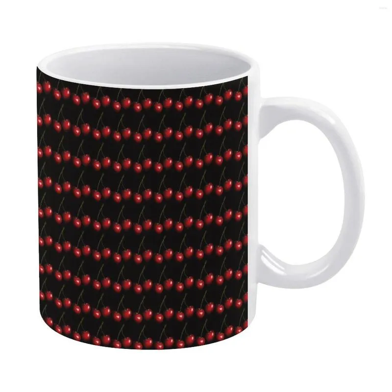 Mugs Fresh Fruit Print Mug Red Sweet Cherries Chocolate Creative Aesthetic Porcelain Cups