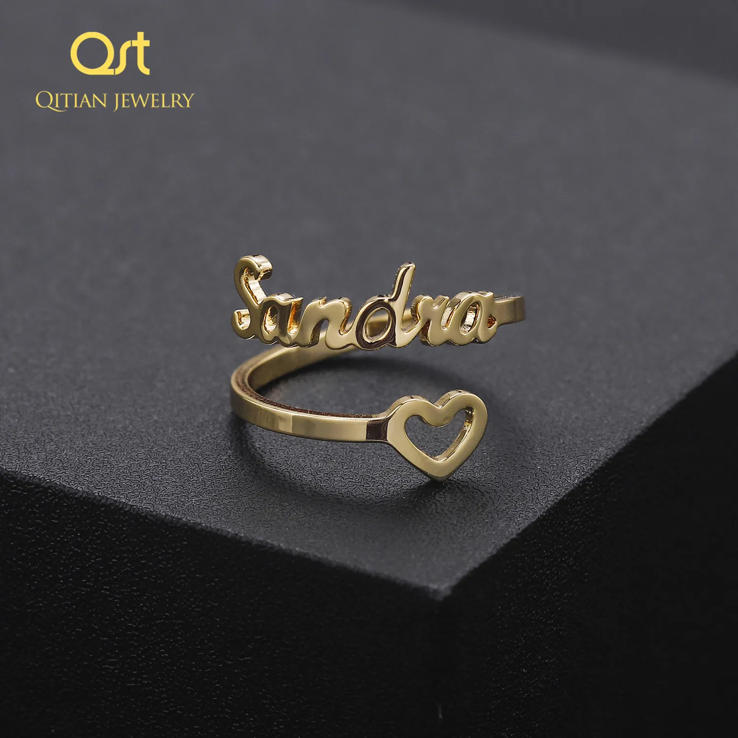 Band Rings Personalized Hollow Ring/Cut Unique Ring/Gift Statement Jewelry for Girlfriend Wife Mother - Adjustable Neckline 230724