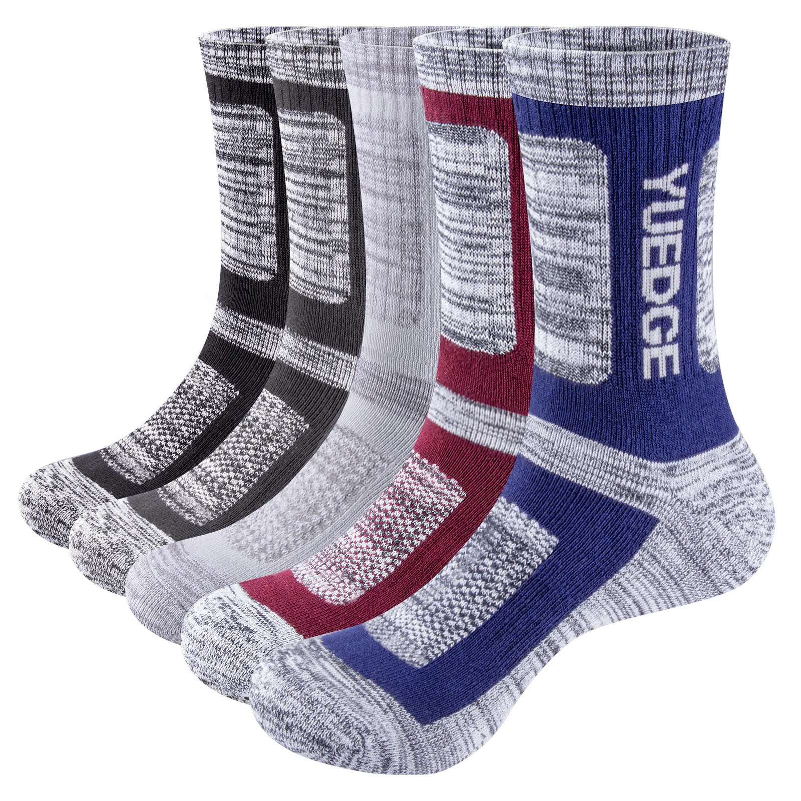 Chaussettes de sport YUEDGE Chaussettes pour hommes Coussin en coton respirant Bottes de travail Chaussettes de randonnée sportives Chaussettes d'hiver 5 paires 37-46 EU 230720