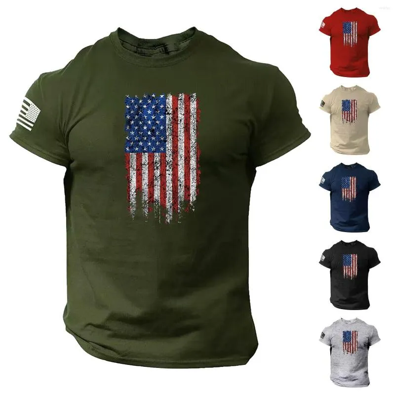 Camisetas Masculinas Mens Dress Shits Summer Us Flag Logo Casual Fitness Impresso 3D Papel de Transferência Térmica Para Grande Alto