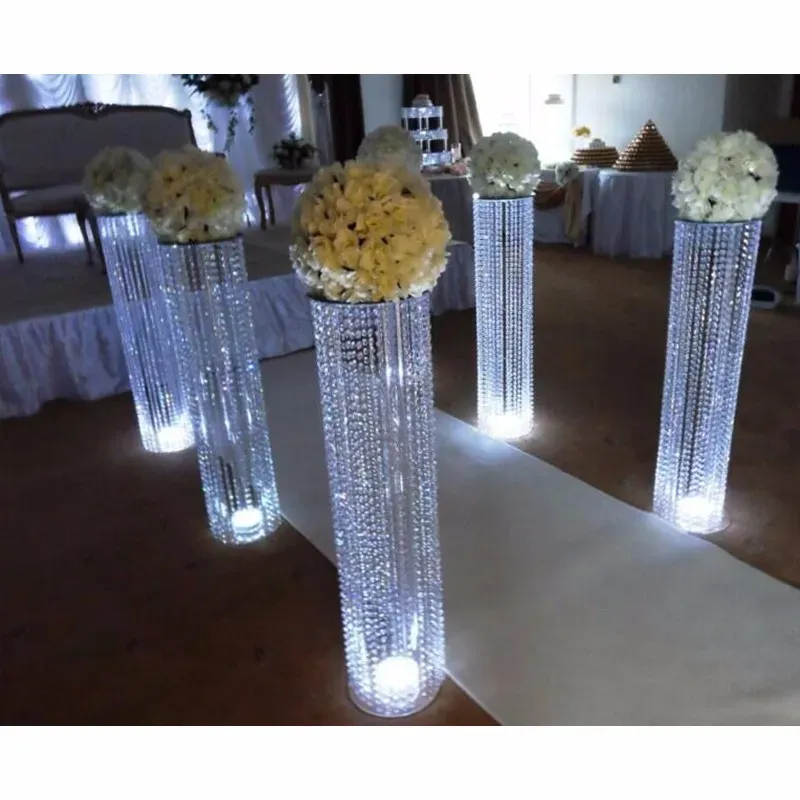 decoration 110cm tall gold silver flower stand weddings center pieces crystal centerpieces for wedding table decoration pillars imake226 LL