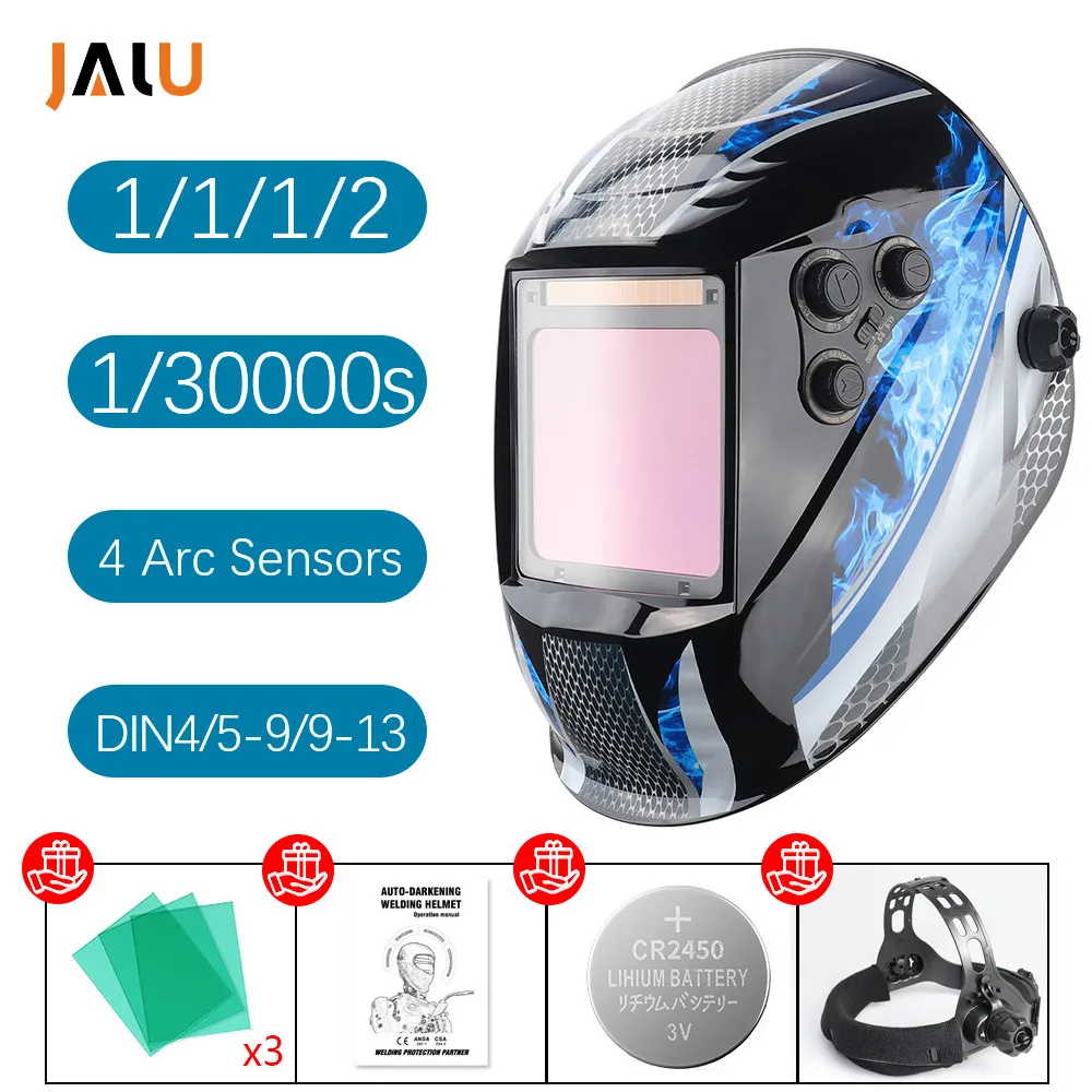 خوذات اللحام Auto Darkening Cling Mask View Big Windows 100x97mm DIN4-13 OPTICAL 1112 4 SENSOR