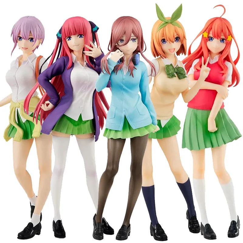 Figuras de juguete de acción 18 cm Figura de anime Los quintillizos por excelencia Nakano Ichika Nino Itsuki Uniforme escolar Colección estática Modelo PVC Muñeca Juguetes 230724