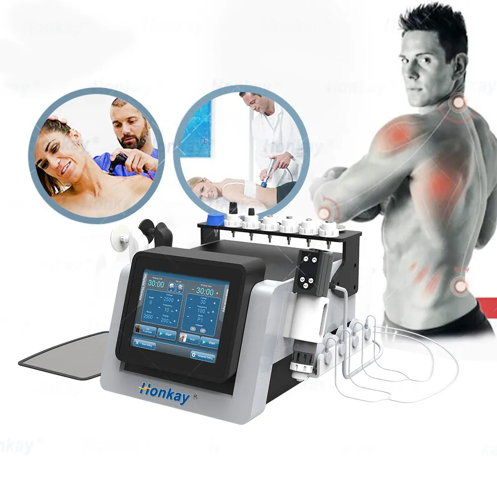 3 I 1 Fysioterapiutrustning Diatermy Cet Ret Tecar Electric Muscle Stimulation Chockwave för smärtlindring ED -behandling Luftkompressor EMS Massager