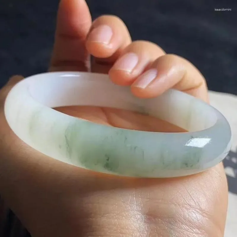 Bangle Send Certificate Natural Burma Jade High Grade A Jadeite Floating Green Myanmar Certified Jades Stone Armband