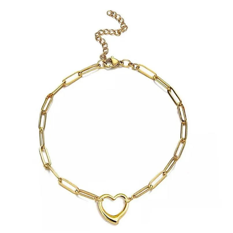 Cadena Casual Corazón Colgante Pulsera Clip de papel Acero inoxidable Doble para mujer Pareja Regalo de fiesta Pulseras de entrega de gota Dhvwc