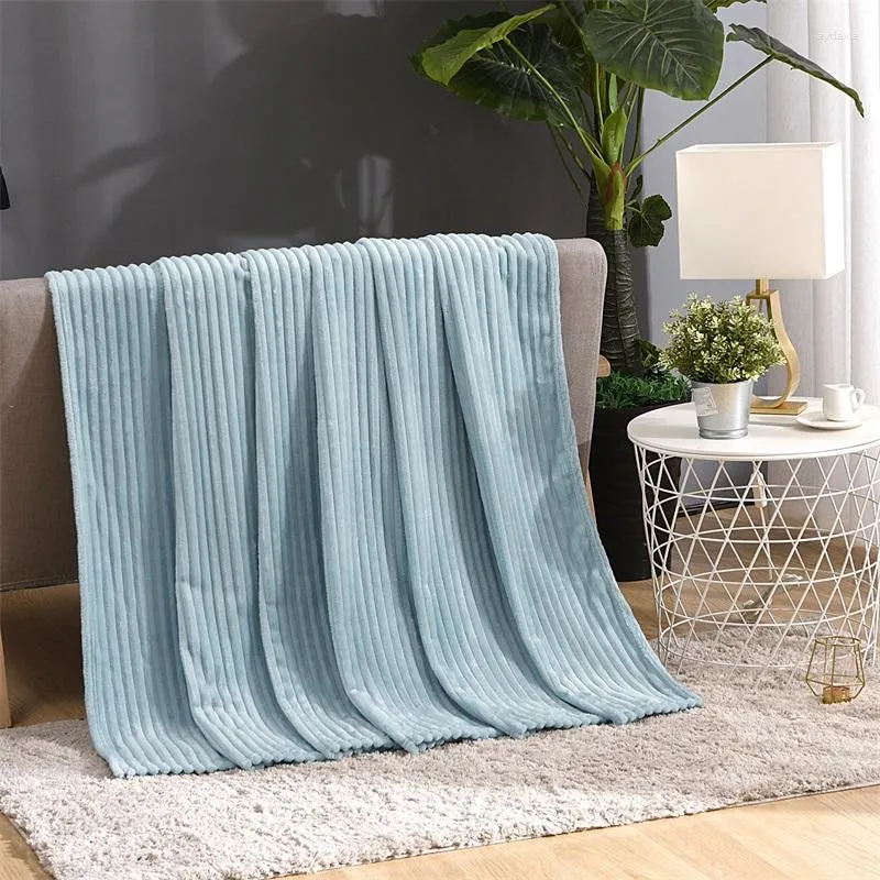 Blankets 150X200cm Striped Summer Thin Soft Flannel Blanket For Bedroom Sofa Plush Fleece Throw Bed Linen Cover