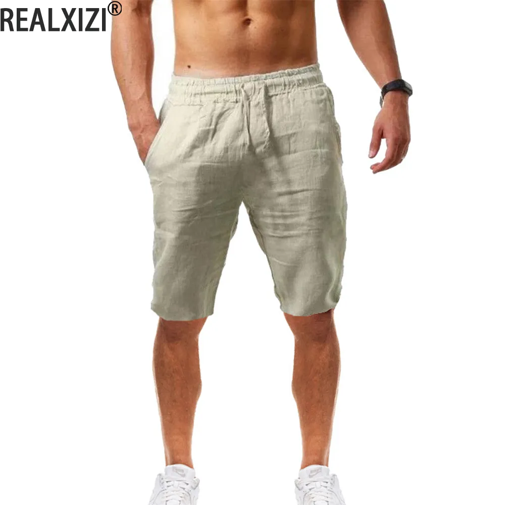 Pantalones cortos para hombres Hombres Pantalones cortos de cinco puntos Hiphop Algodón transpirable Lino Deportes Cortos Color sólido Pantalones simples de cinco puntos Verano Pantalones cortos casuales delgados 230721