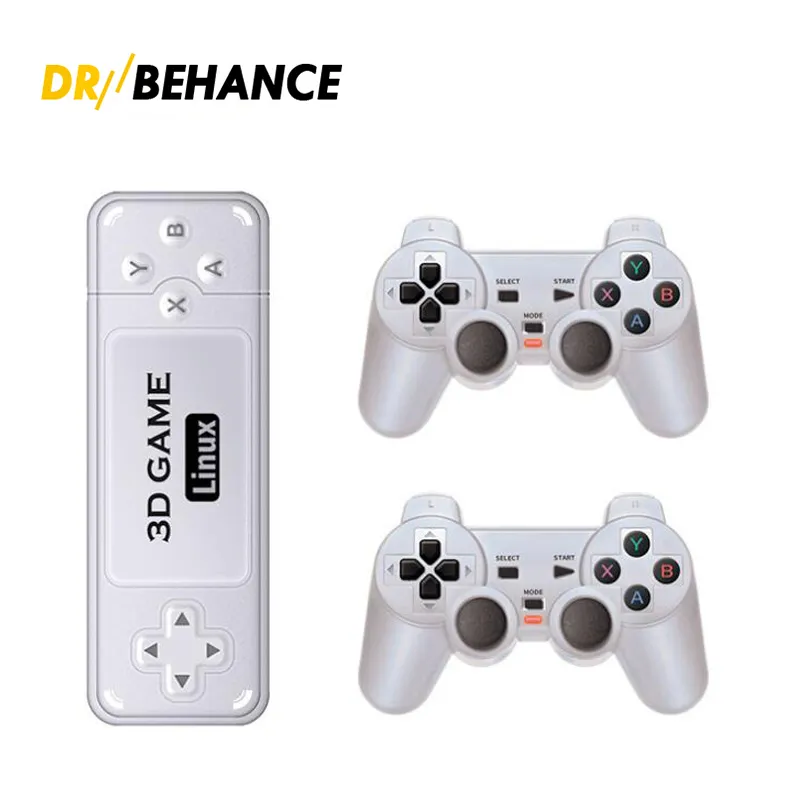 Console per videogiochi Y6 Retro Game Stick 2.4G Controller wireless Emuelec4.3 Gamepad Game Box 4K TV HD Output 10000+ Giochi con confezione al dettaglio