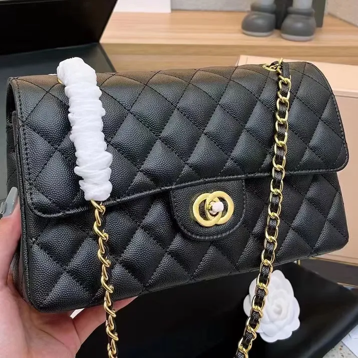 Chanel Black Quilted Caviar Leather Small Thread Around Flap Bag Chanel