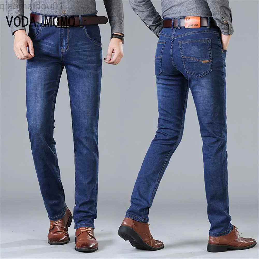 Jeans masculin 2022 Brand Vêtements Biker Jeans Men Streetwear Long Slim Denim Pant Skinny Mid Waist Light Elastic Cotton Tableau Male L230724