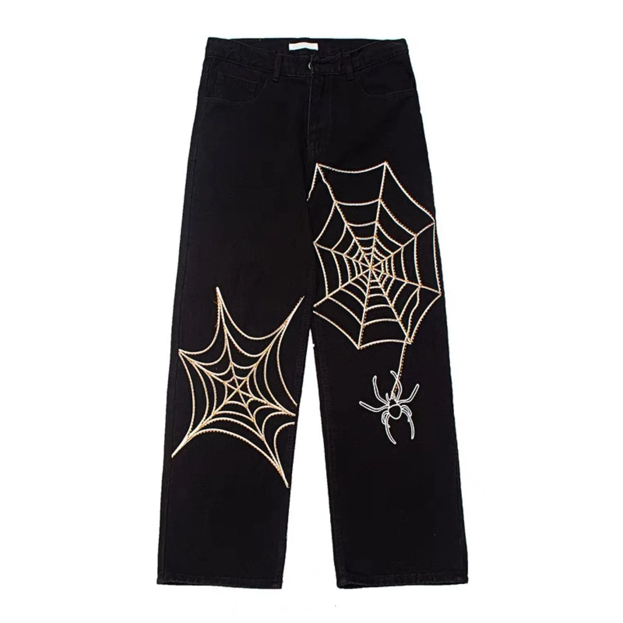 Mannen Jeans Y2K Spider Gedrukt Mannen Harajuku Hip Hop Streetwear Vrouwen Wijde Pijpen Broek High Street Broek Gothic Kleding baggy Jean 230724