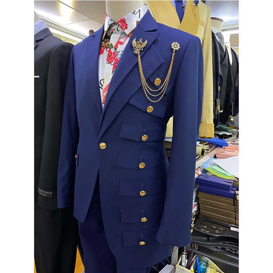 Royal Blue Prom Suit MEN'S SLIM FIT VESTED PAISLEY WEDDING TUXEDO IN ROYAL BLUE main image 1