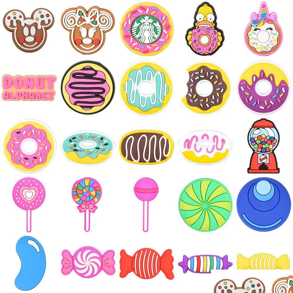 Shoe Parts Accessories Sweets Cute Lollipop Fruits Candy Donut Charms For Craft Accessory Drop Delivery Otmsn