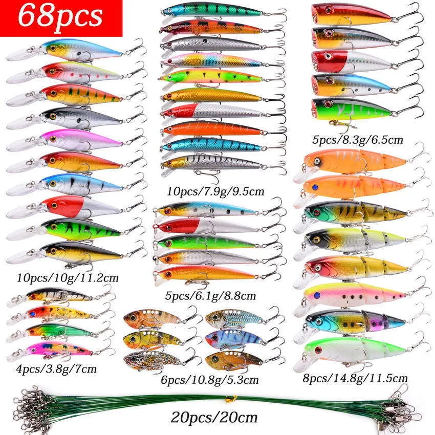 Iscas Iscas Função completa kit de isca de pesca mista braço oscilante piscina Minnow isca dura vara de pesca giratória 230720