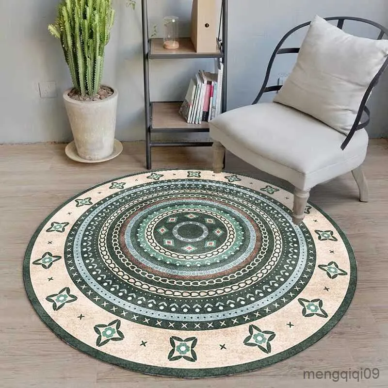 Carpets Nordic Round Carpets Style Bedroom Carpet Retro Living Room Rugs Large Area Cloakroom Rug Washable Non-slip Floor Mats R230725