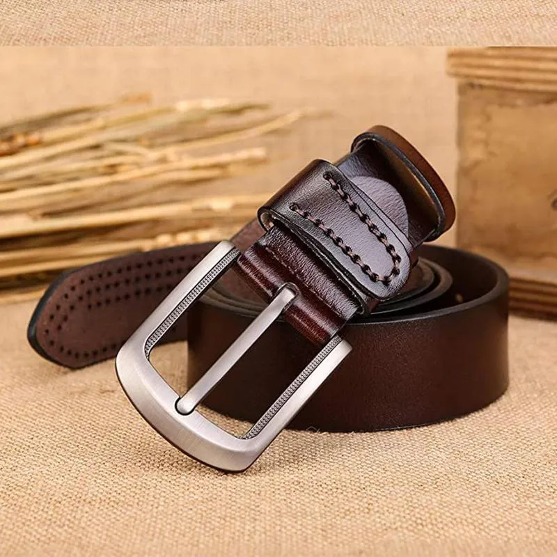 Belts Leather Cowhide Men's Belt Luxury Designer Brand Pu Pin Buckle For Men Bussiness Leisure Dress Jeans Pants