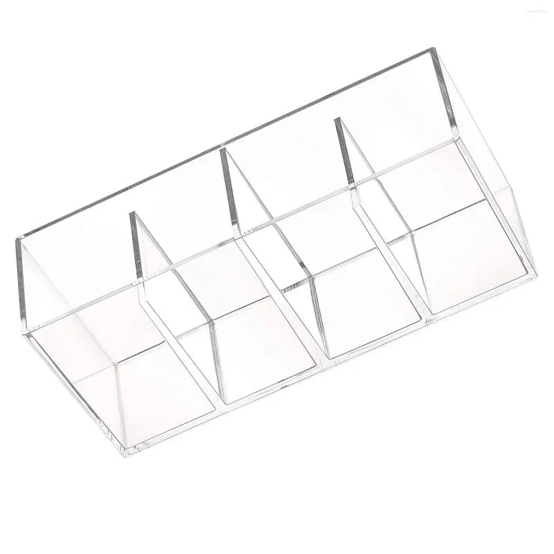 Förvaringslådor 4-fack Klar akrylarrangör Makeup Brush Holder Section Tray Solution för hantverk Office Supplies