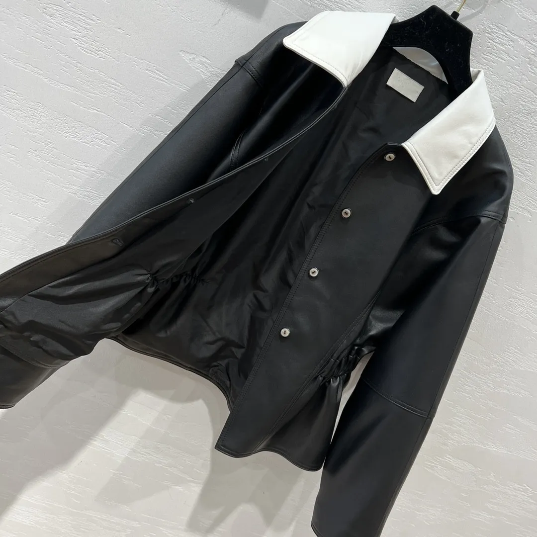 Sheepskin Miu New Leather jacket Brand Outerwear Jackets Coats luxury brand designer tops women winter jacket women 23 autumn winter short leather jacket
