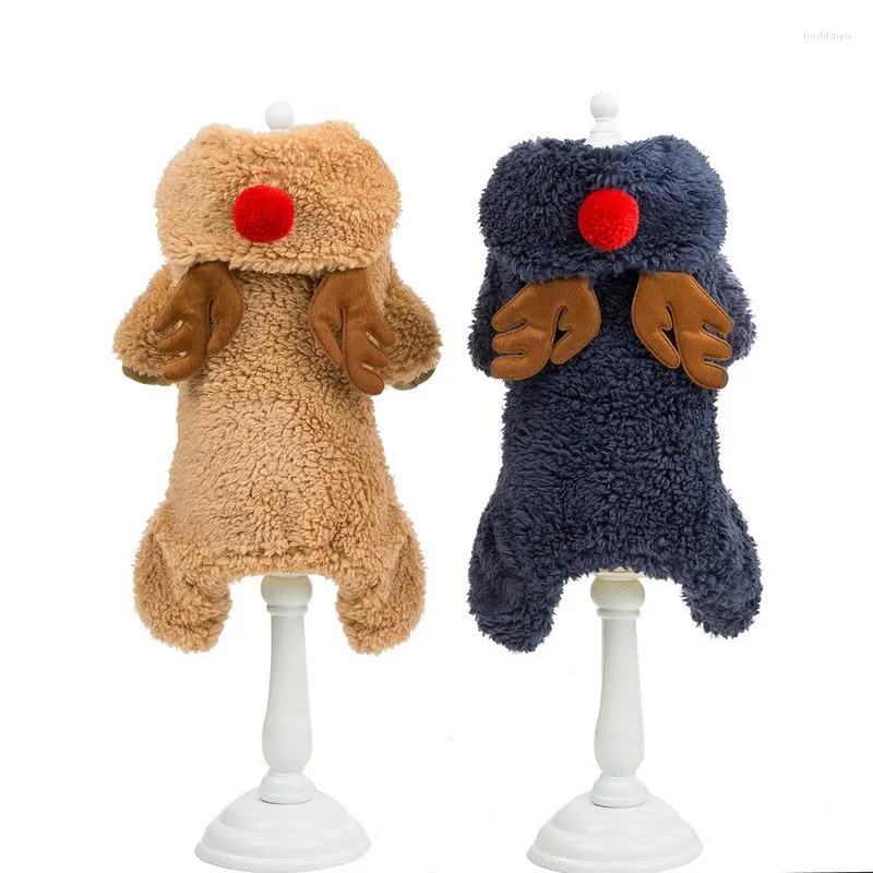 Vêtements pour chiens hiver polaire solide manteau chaud vêtements pour animaux de compagnie automne/hiver quatre pieds cachemire cerf de noël