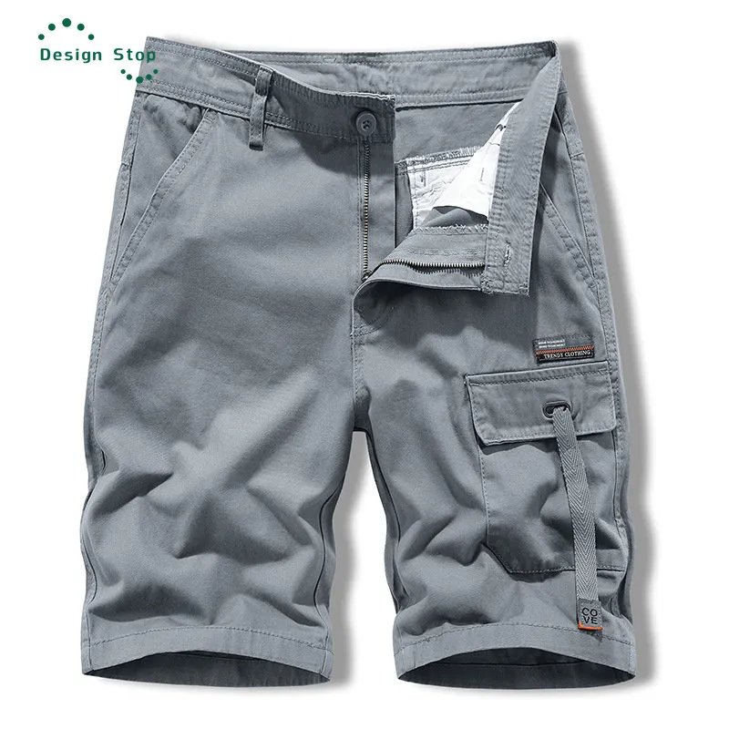Pantalon Cargo court d'été pour homme couleur unie vêtements de travail décontractés multi-poches coupe ample Cargo Shorts