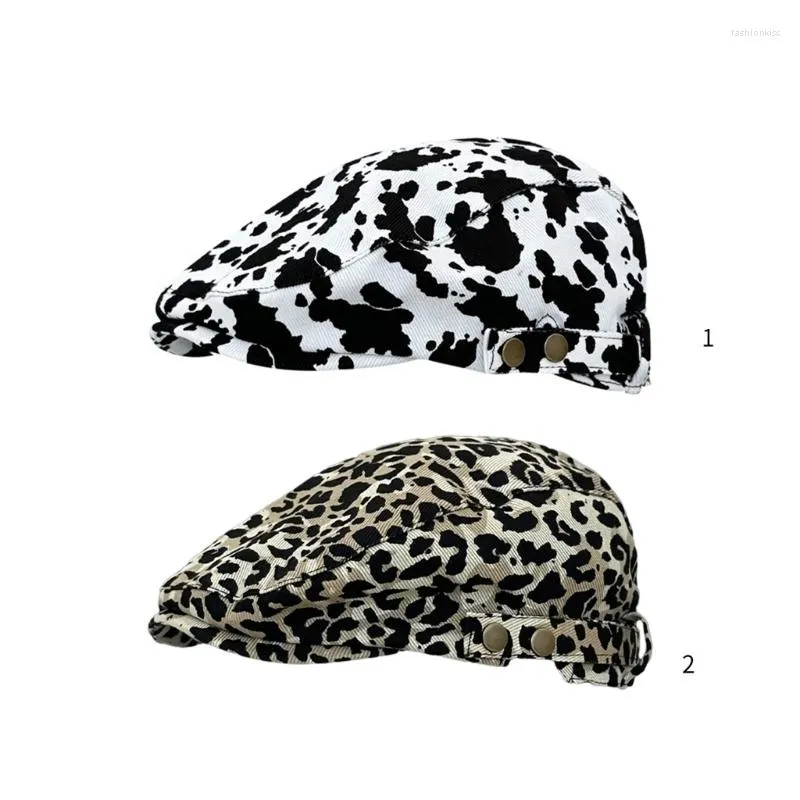 Berets Frühling Sommer Mode Kuh / Leopardenmuster Sboys Cap Männer Polyester Peaked Mädchen Frauen Maler Nehmen Po Hut