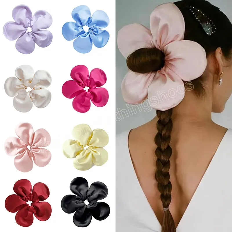 Blomma Scrunchies Kvinnor Extra-Large Scrunchie Overdimensionerad tjock elastisk fluffig hårband Hårrensning Halvhår Holder