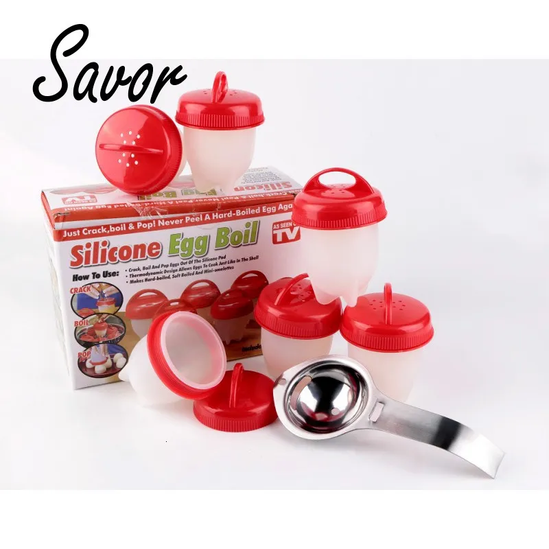 Utensili per uova 6 1Pc Set Fornello per bracconieri Silicone Antiaderente Caldaia Fornelli Confezione Uova sode Stampo Tazze Vapore Gadget da cucina 230724