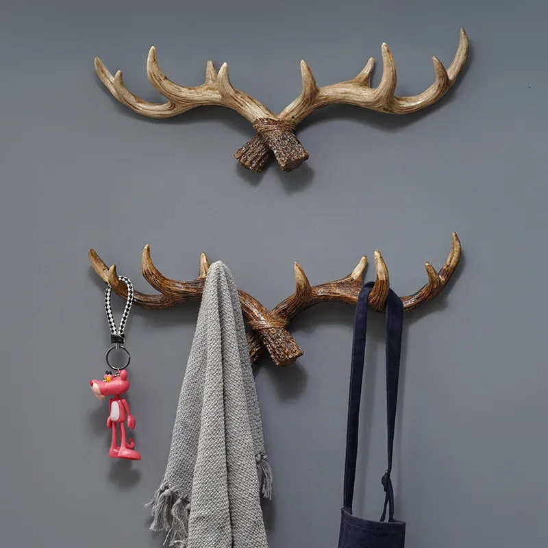 Étagères de salle de bain Vintage Résine Antler Porte-Clé Crochet Mural Cap Manteau Cintre Rack Décoratif À La Maison Animal Corne De Cerf Crochet Mural pour Suspendre 230724