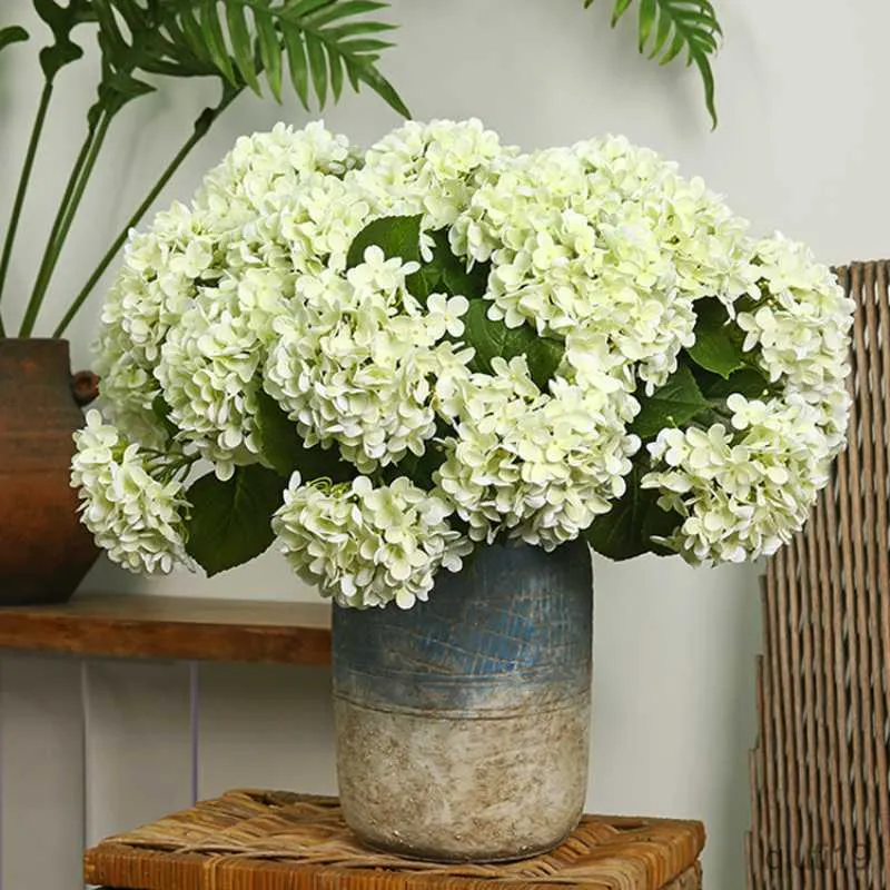 Torkade blommor hortensia konstgjorda blommor bröllop heminredning riktig touch latex för hemdekoration brud bukett bröllop r230725