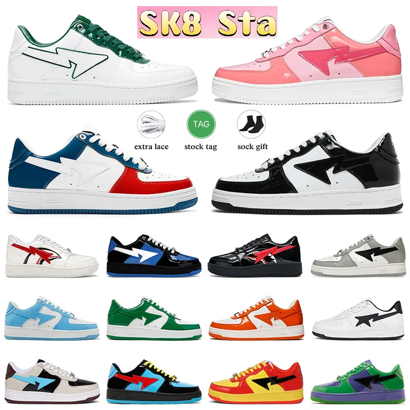 トップファッションデザイナーbapestask8 sk8 sta shoes low for men sinekers leater leaterブラックホワイトブルー迷彩コンボピンクカモフラージスケートボードジョギングスポーツトレーナー