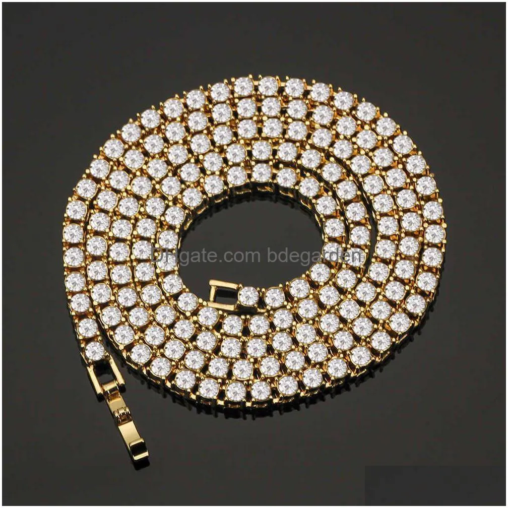 New 4mm Iced out Tennis Bracelet Necklace Men Tennis Chain