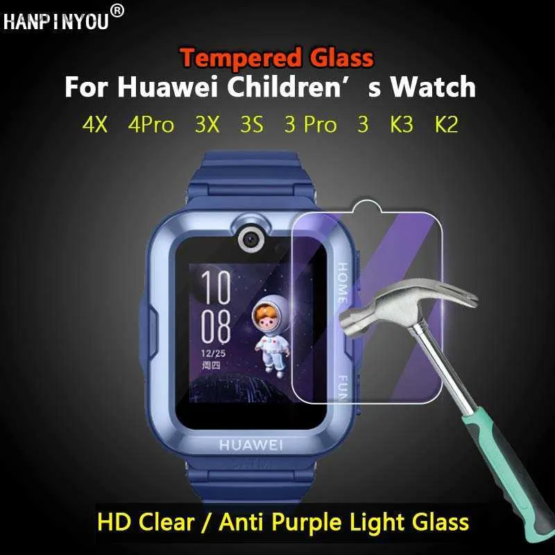 Para relógio infantil huawei 5x 4x 3s 3x 4 pro k2 crianças telefone relógio inteligente claro/roxo 2.5d filme de vidro temperado protetor de tela l230619