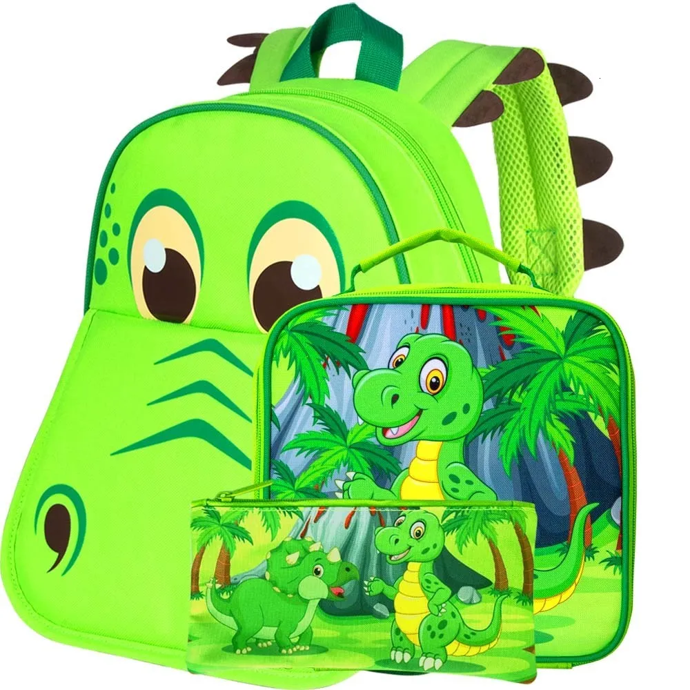 Torby szkolne plecak dla dzieci dinozaur plecak przedszkolny dla dzieci i pudełko na lunch 12 cali urocze plecak z kreskówek 230724