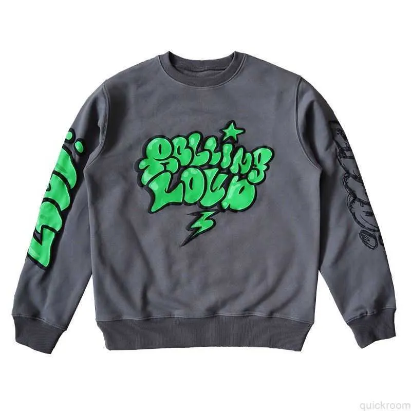 Projektant Fashion Odzież męskie bluzy bluzy z kapturem Rolling Głośne szkic NYC Hoodie Rap Rap Tour Grey Men's and Women's Sweter