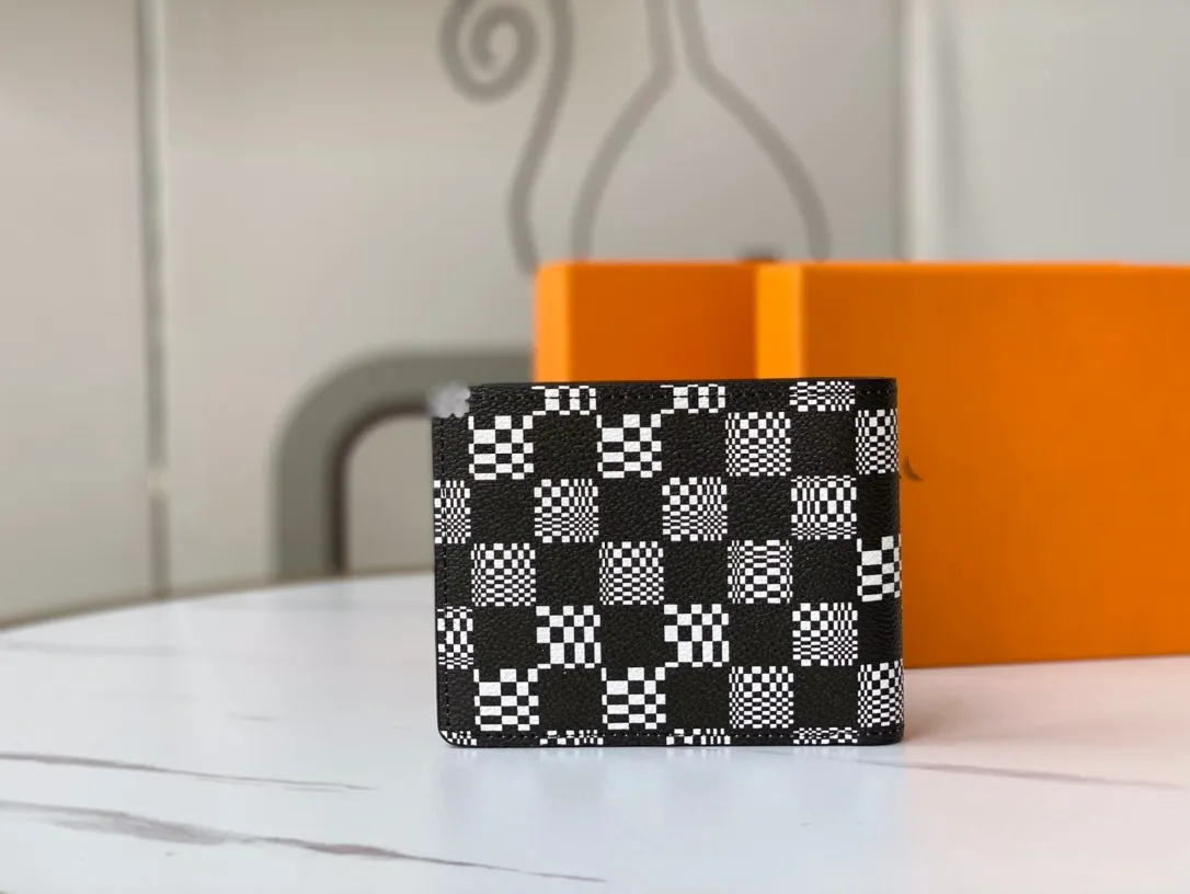 Designer Bags Men Multiple Wallet Classic Brand Mosaic Grid Card Holders Black and White Checkerboard Patterned Short Wallet Luxury Brands Man Clutch Bags Pocket